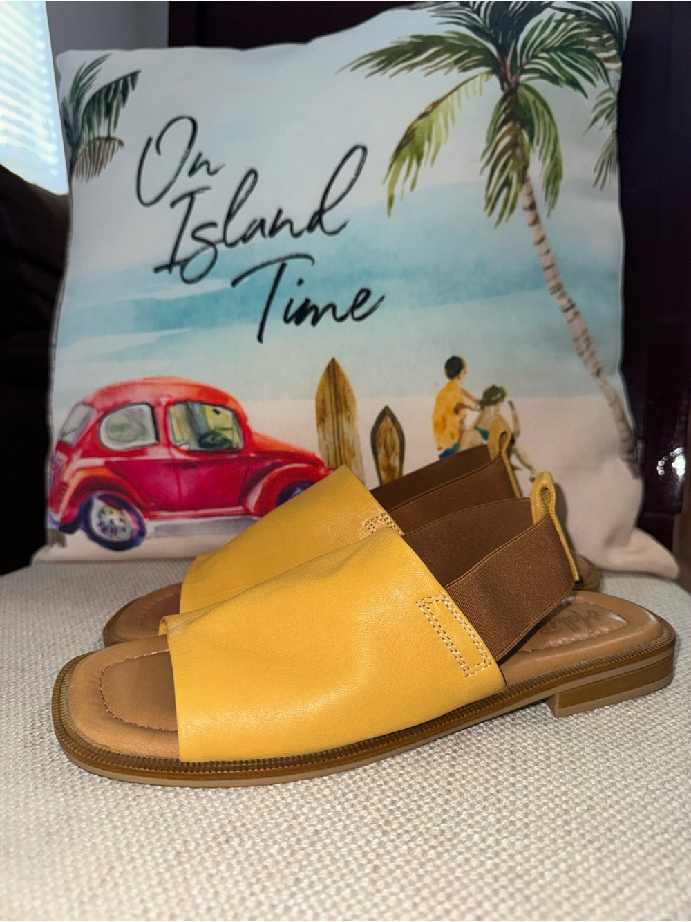Molly Bessa Mustard Yellow Elastic Slingback Flats Sandals Size 36